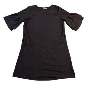 Leo Rosi Womens Kelsey Shirt Dress Bell Sleeve Pullover Black Medium